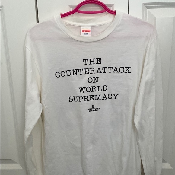 Supreme Other - Supreme White Long Sleeve Graphic Tee - Black Text